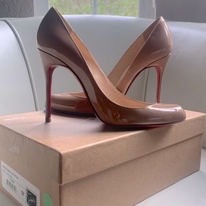 Maudissima 100mm nude patent 💯 authentic Christian Louboutin pumps, 37, US 6.5